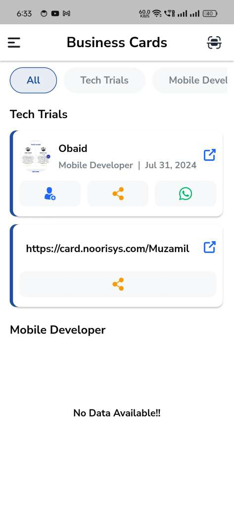 Digital business card — mobile app — Business Card