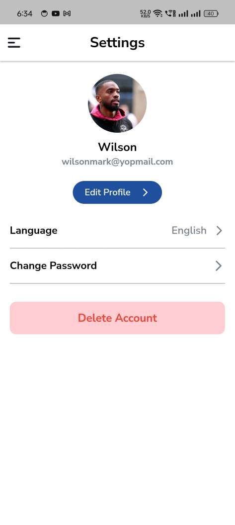 Digital business card — mobile app — Settings