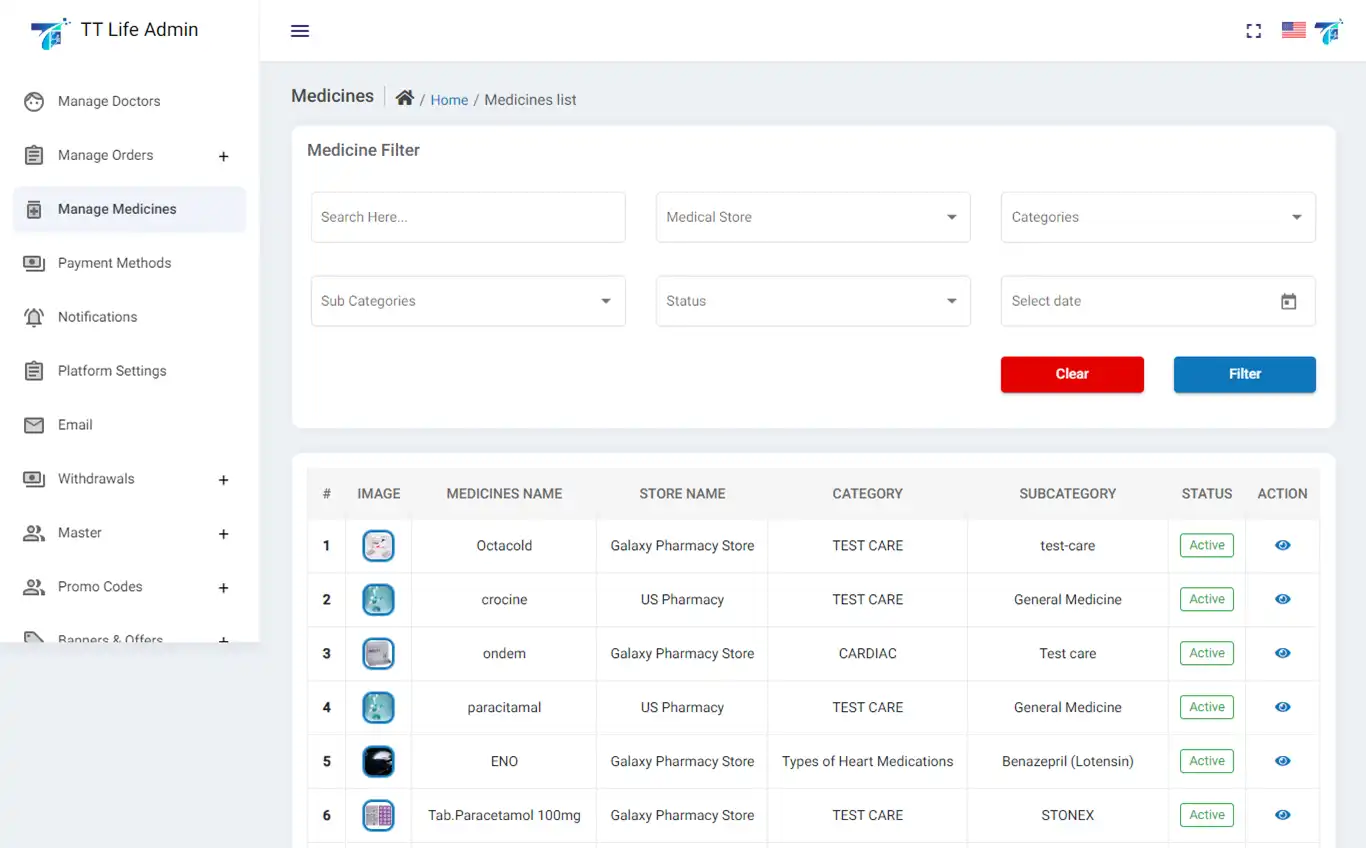 Doctor Appointment — admin — Manage Medicines