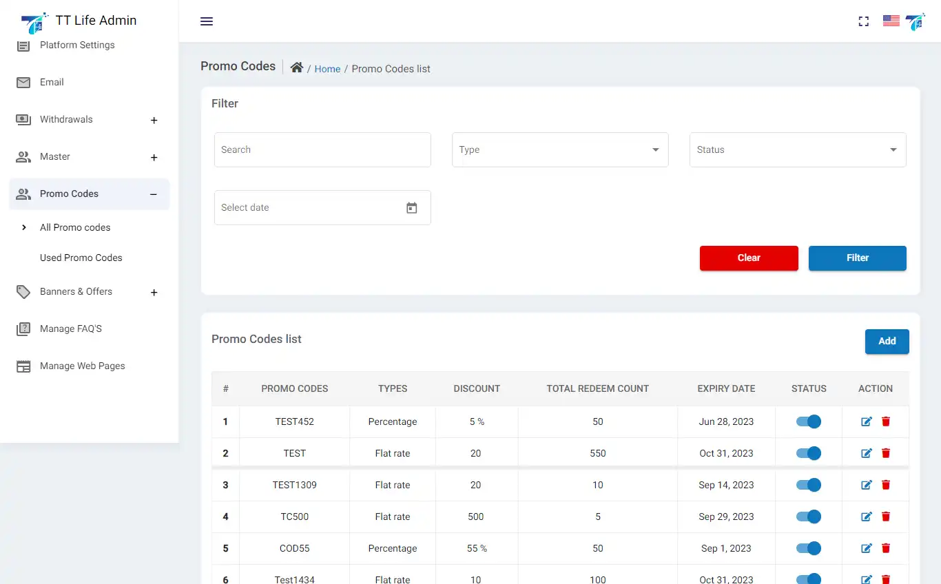 Doctor Appointment — admin — Promo Codes