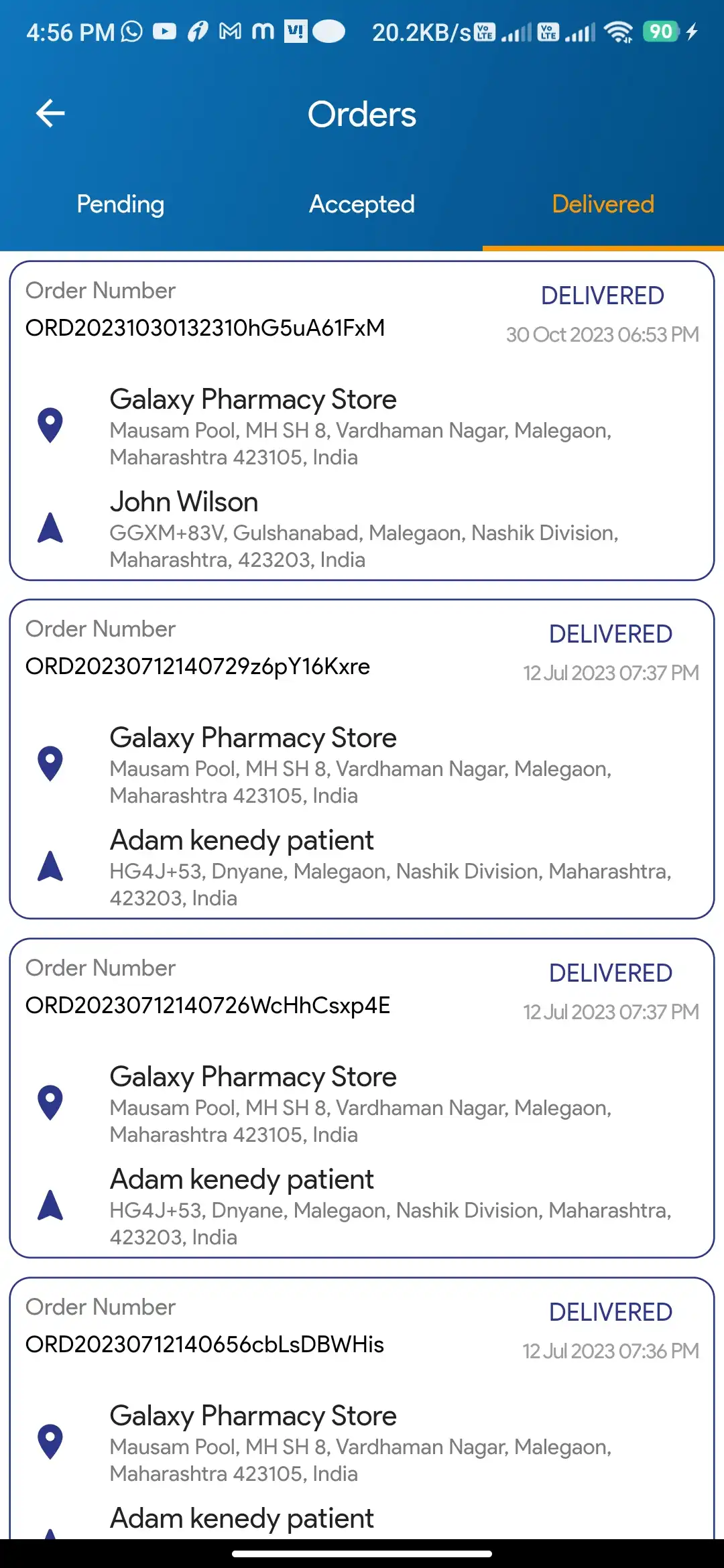 Doctor Appointment — delivery — My Profile