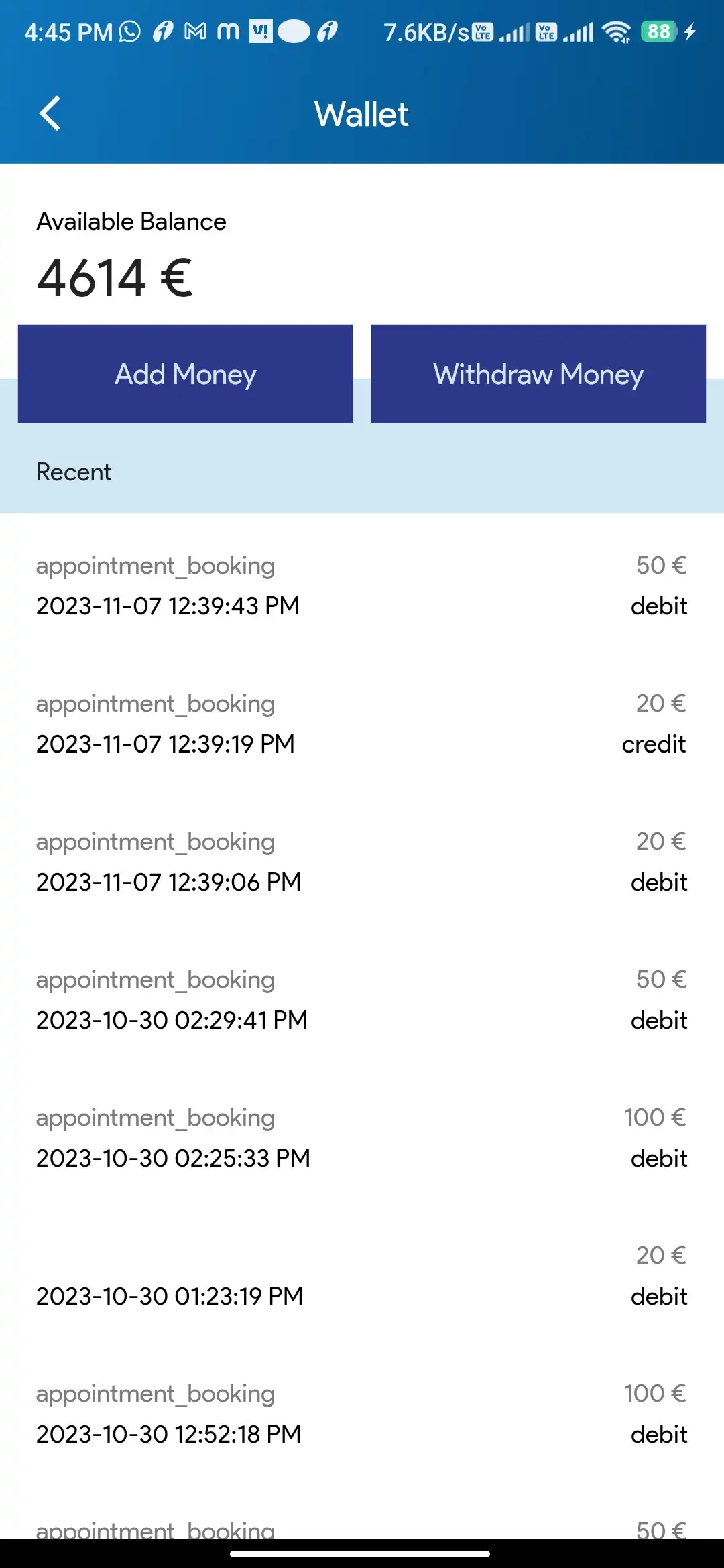 Doctor Appointment — patient — Wallet