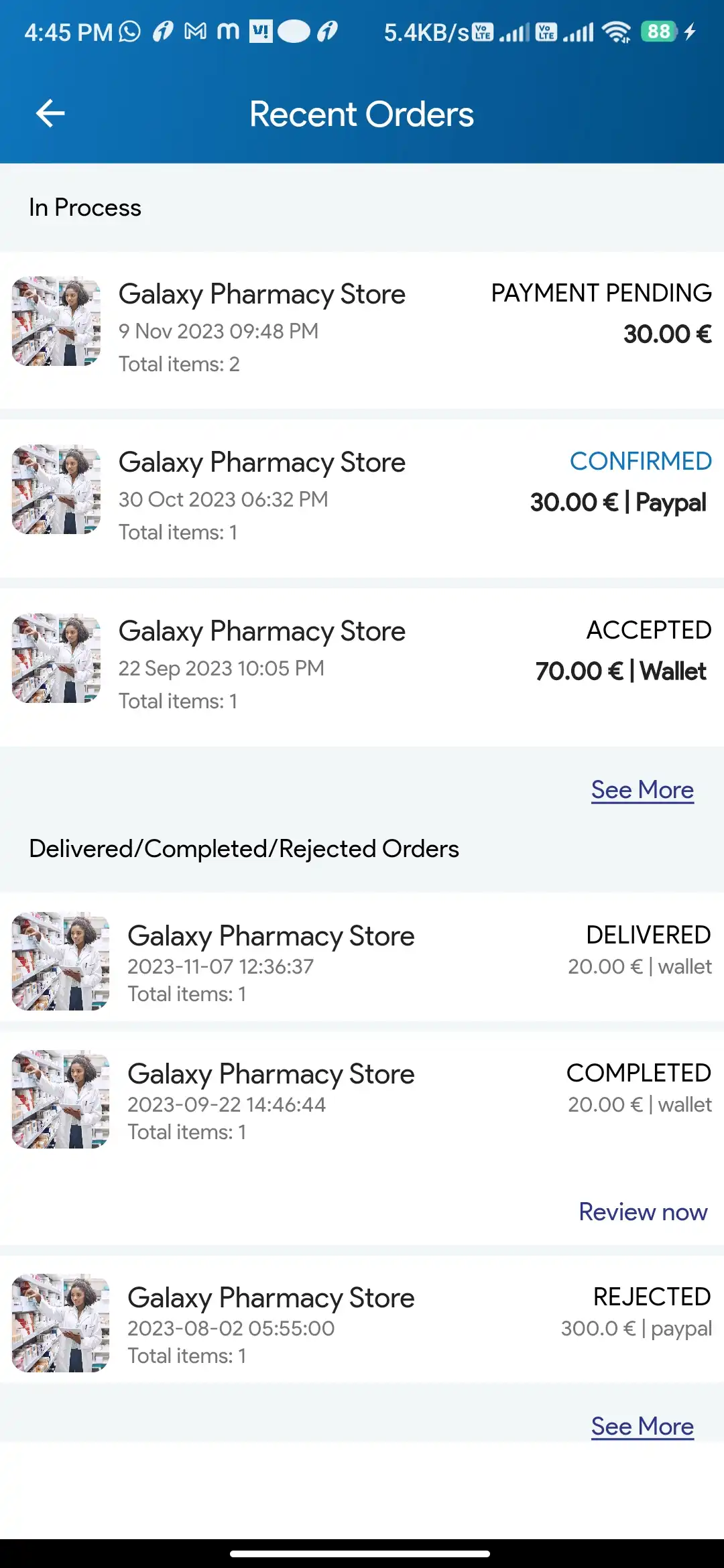 Doctor Appointment — patient — Recent Orders