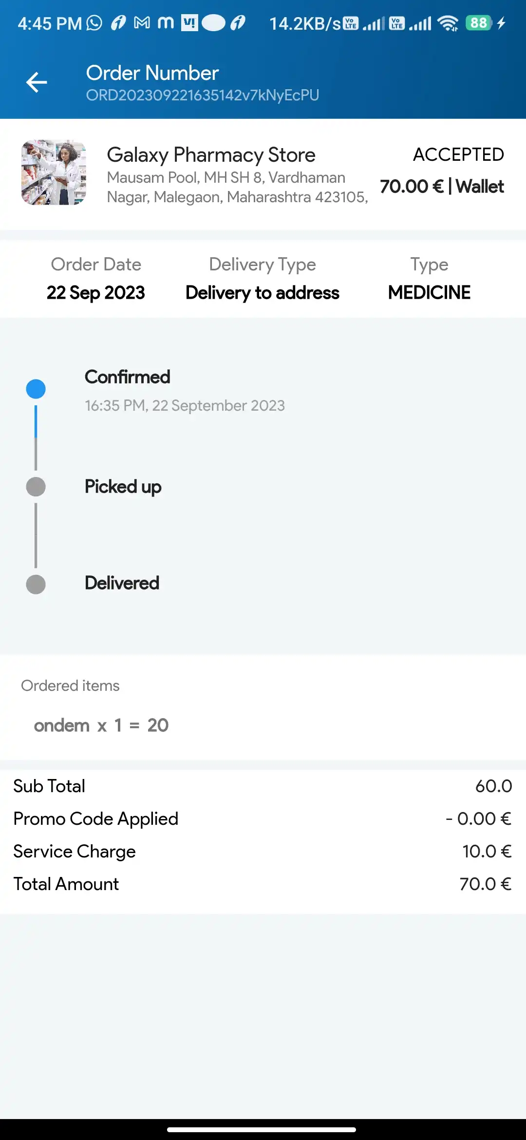 Doctor Appointment — patient — Order Details
