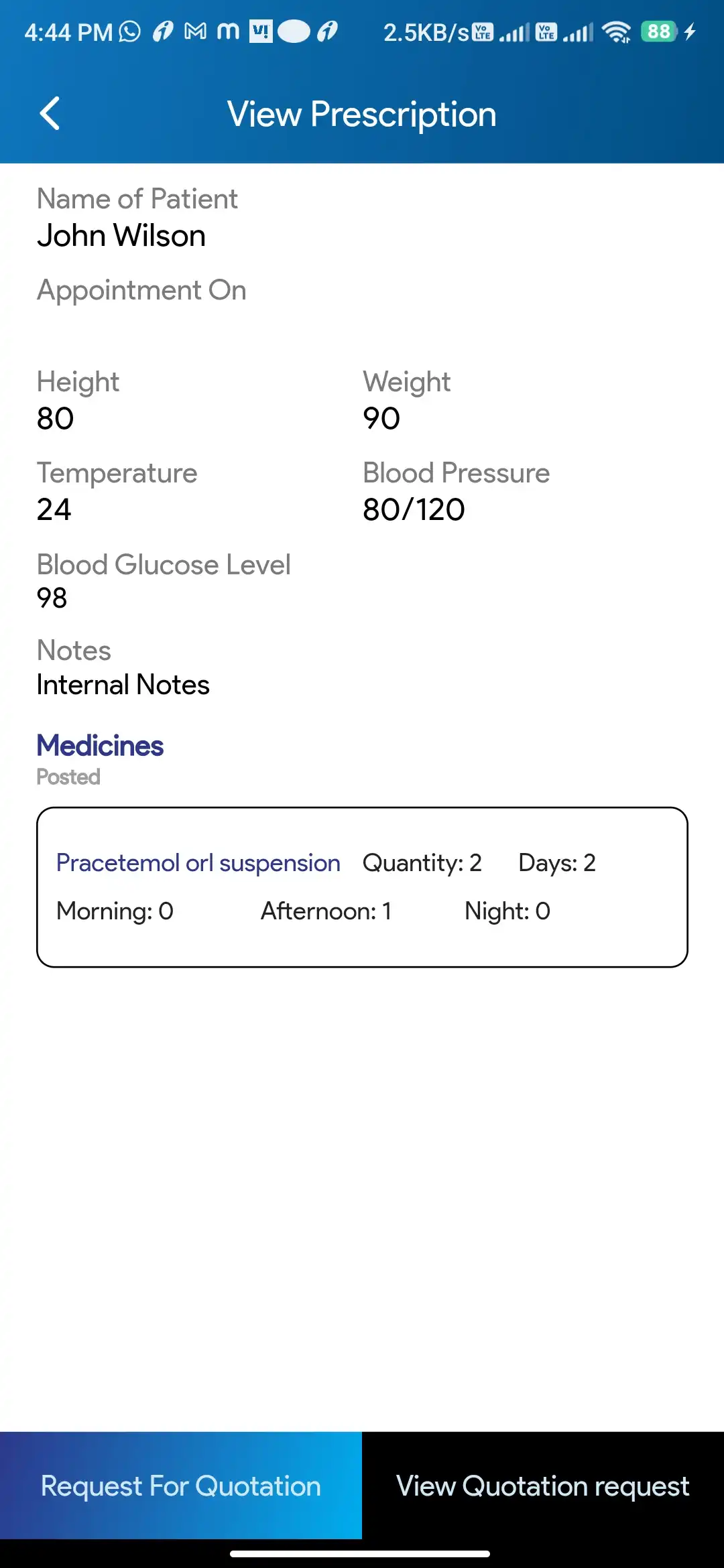 Doctor Appointment — patient — View Prescription