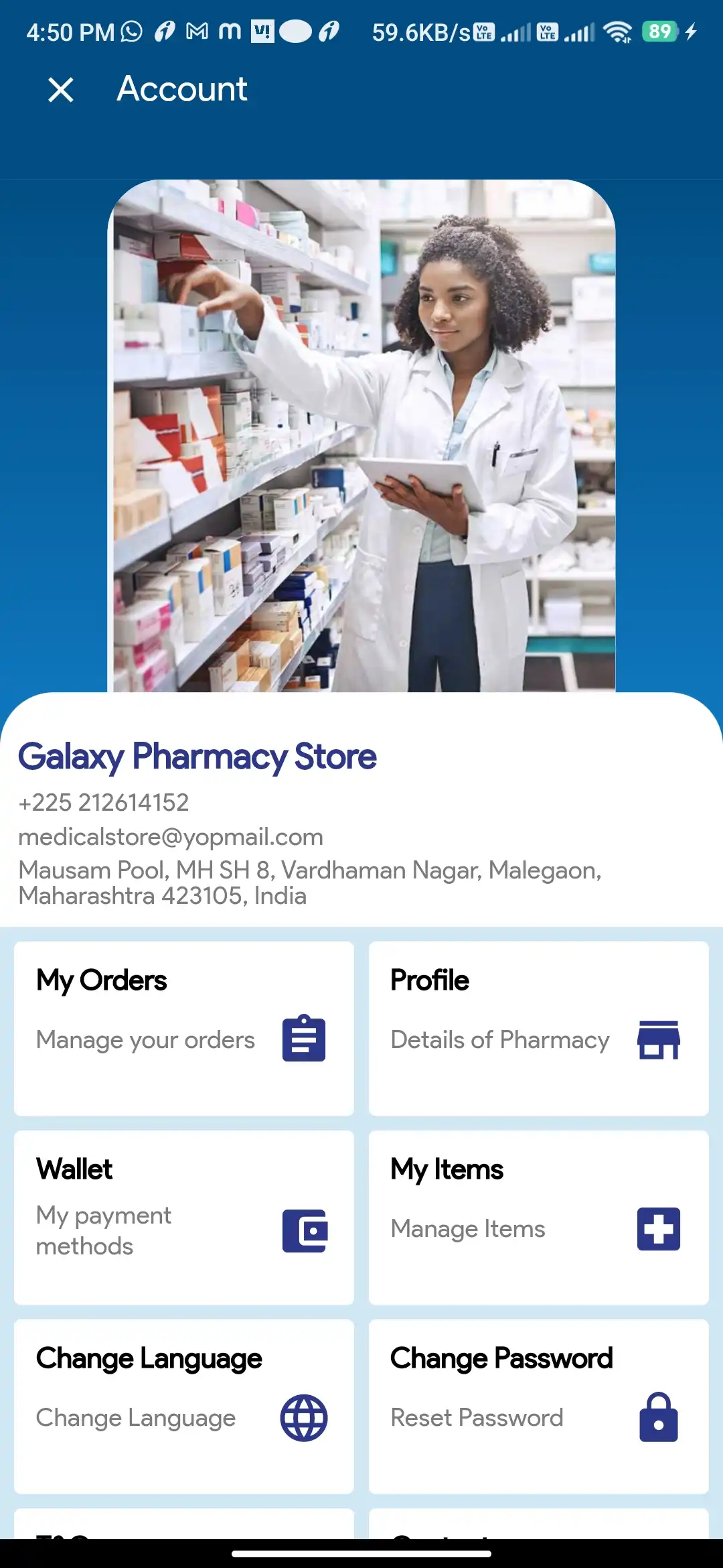 Doctor Appointment — pharmacy — Account