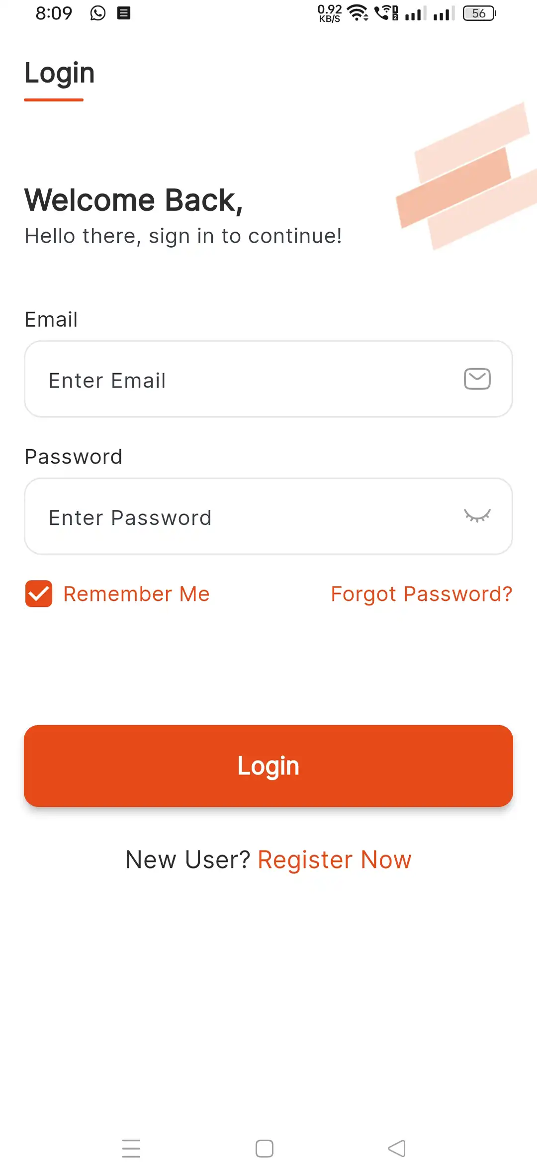 Fitness app — user — Login