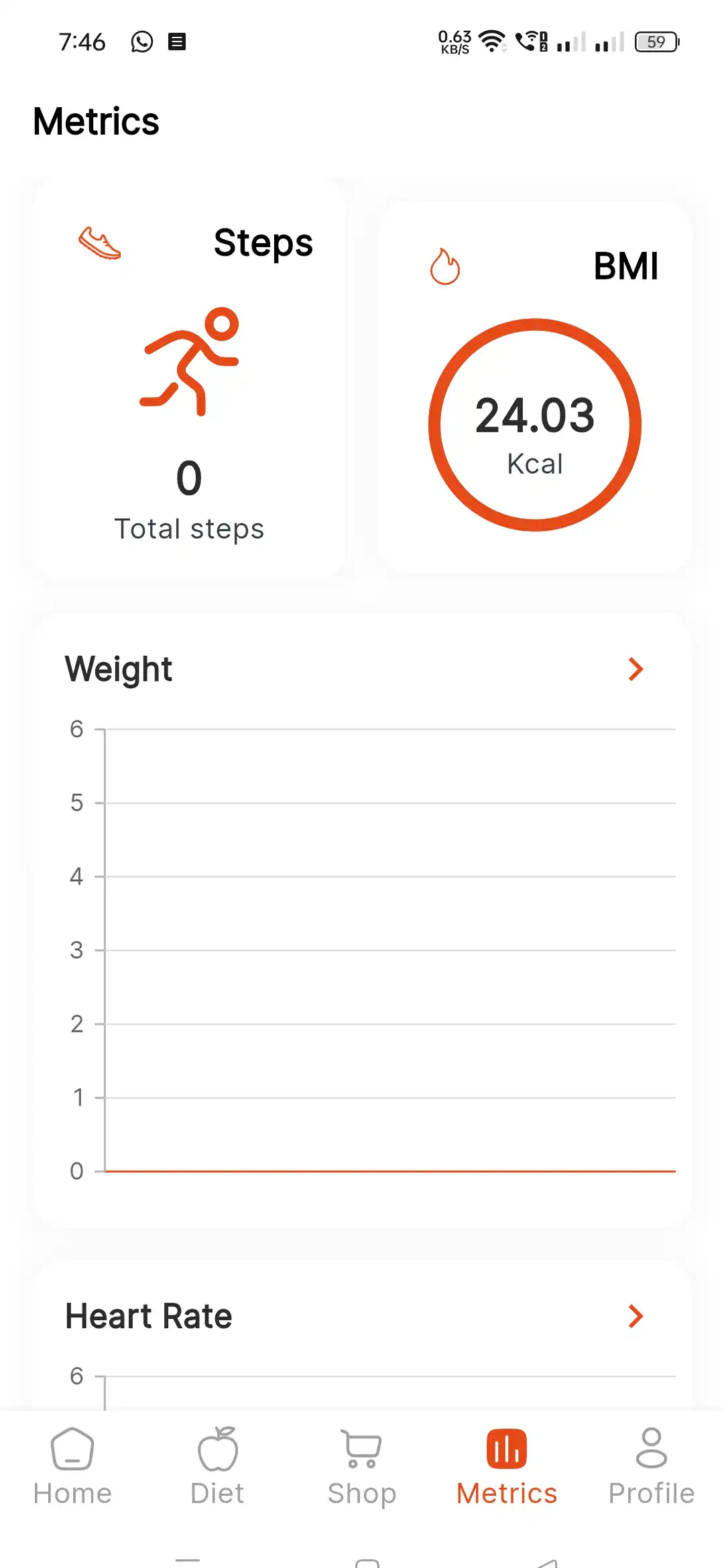 Fitness app — user — Matrics