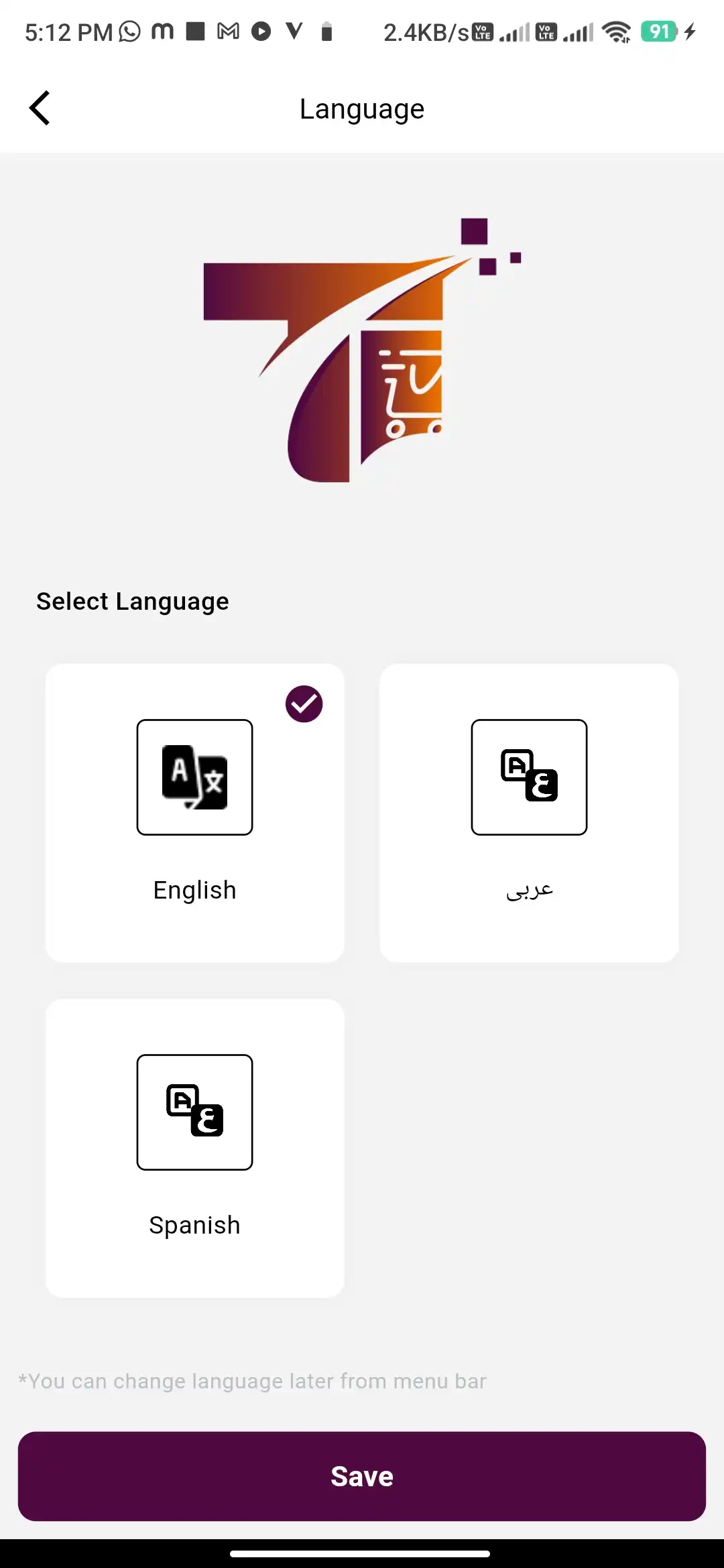 Food delivery user — Language