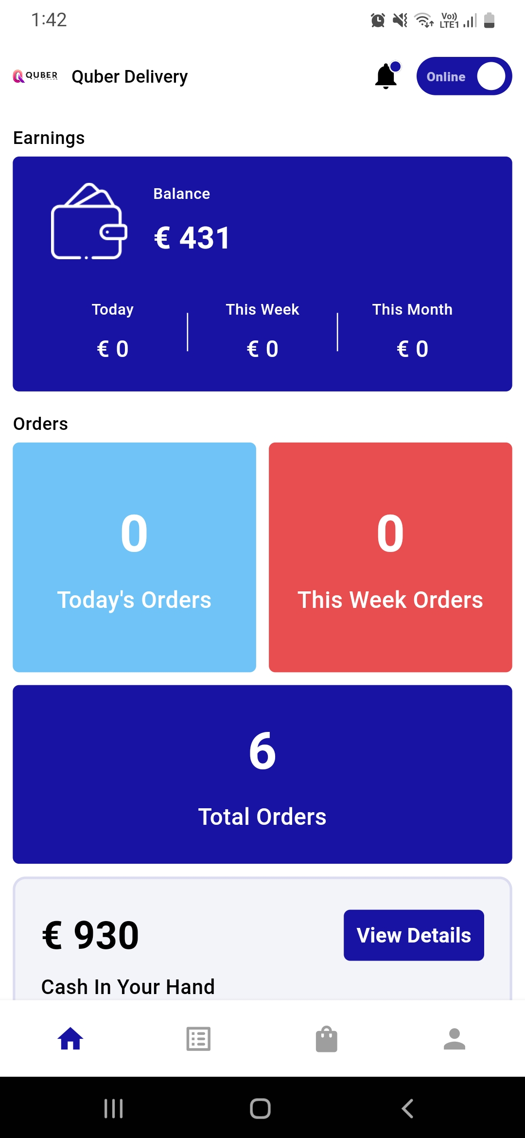 Grocery delivery app — Home Page
