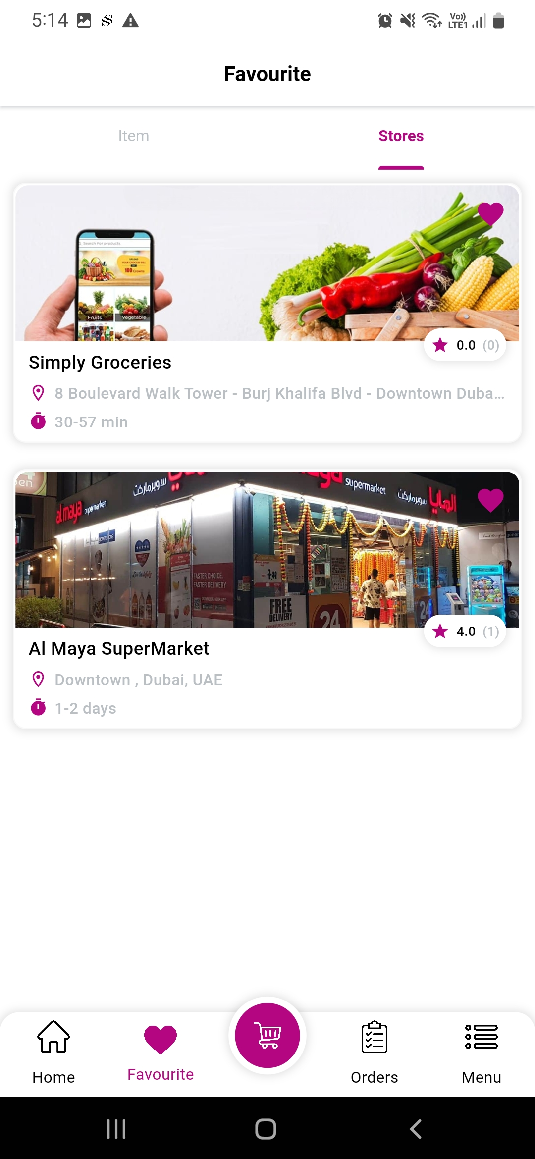 Grocery user app — Favorite Store