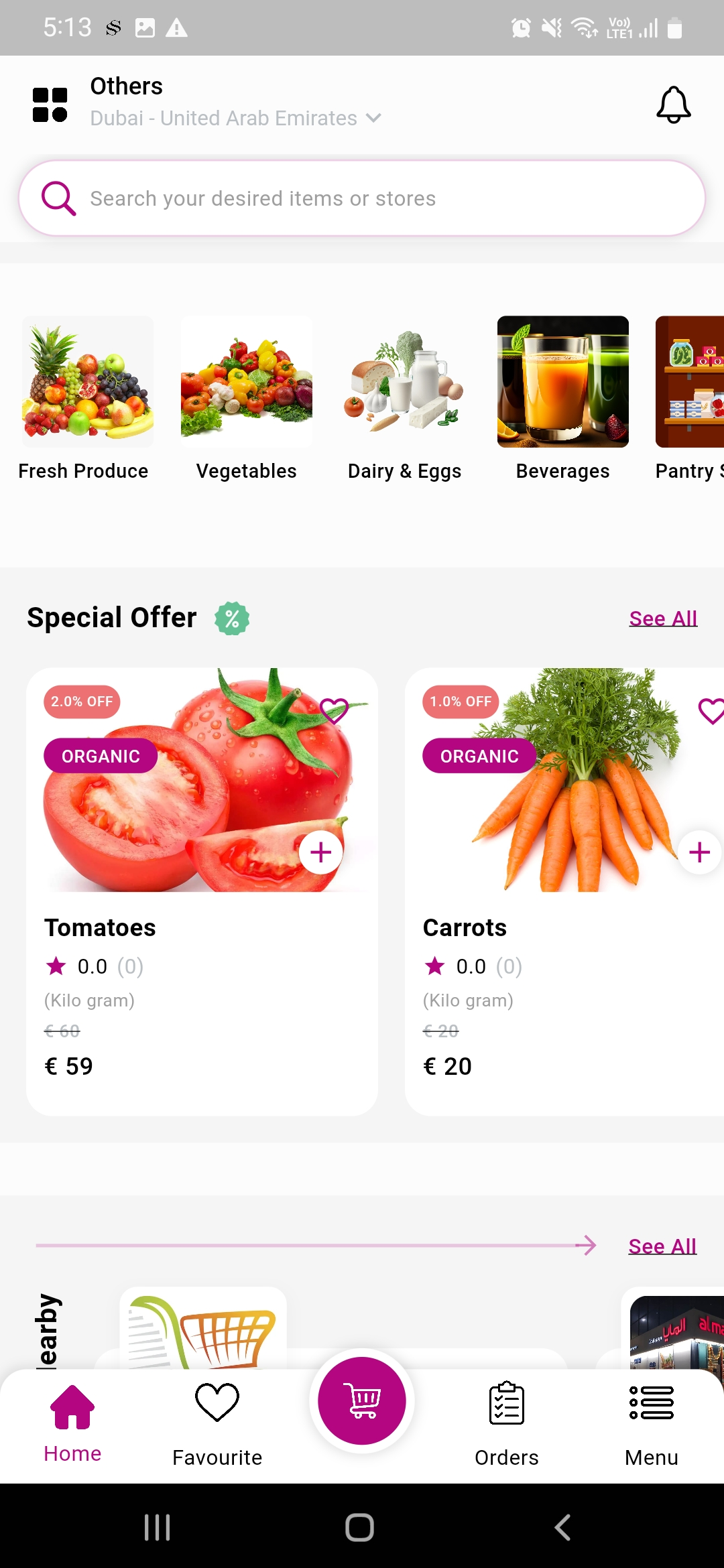 Grocery user app — Home Page