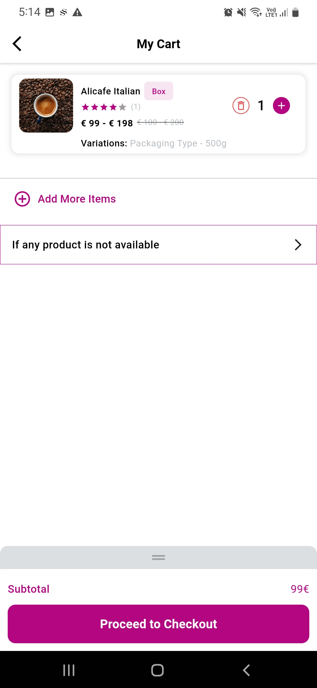 Grocery user app — My Cart