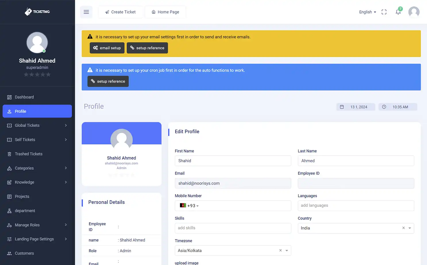 Helpdesk — admin — Profile