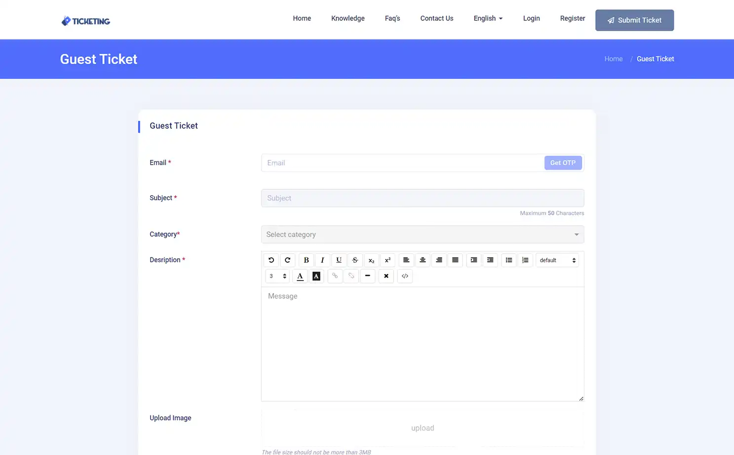 Helpdesk — user — Guest Ticket