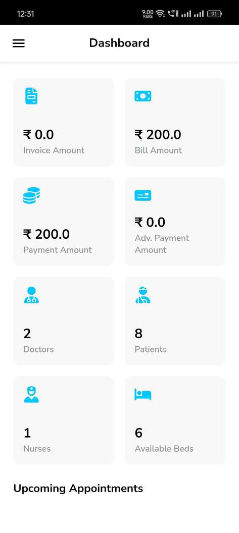 Hospital Management System — hospital app — Dashboard