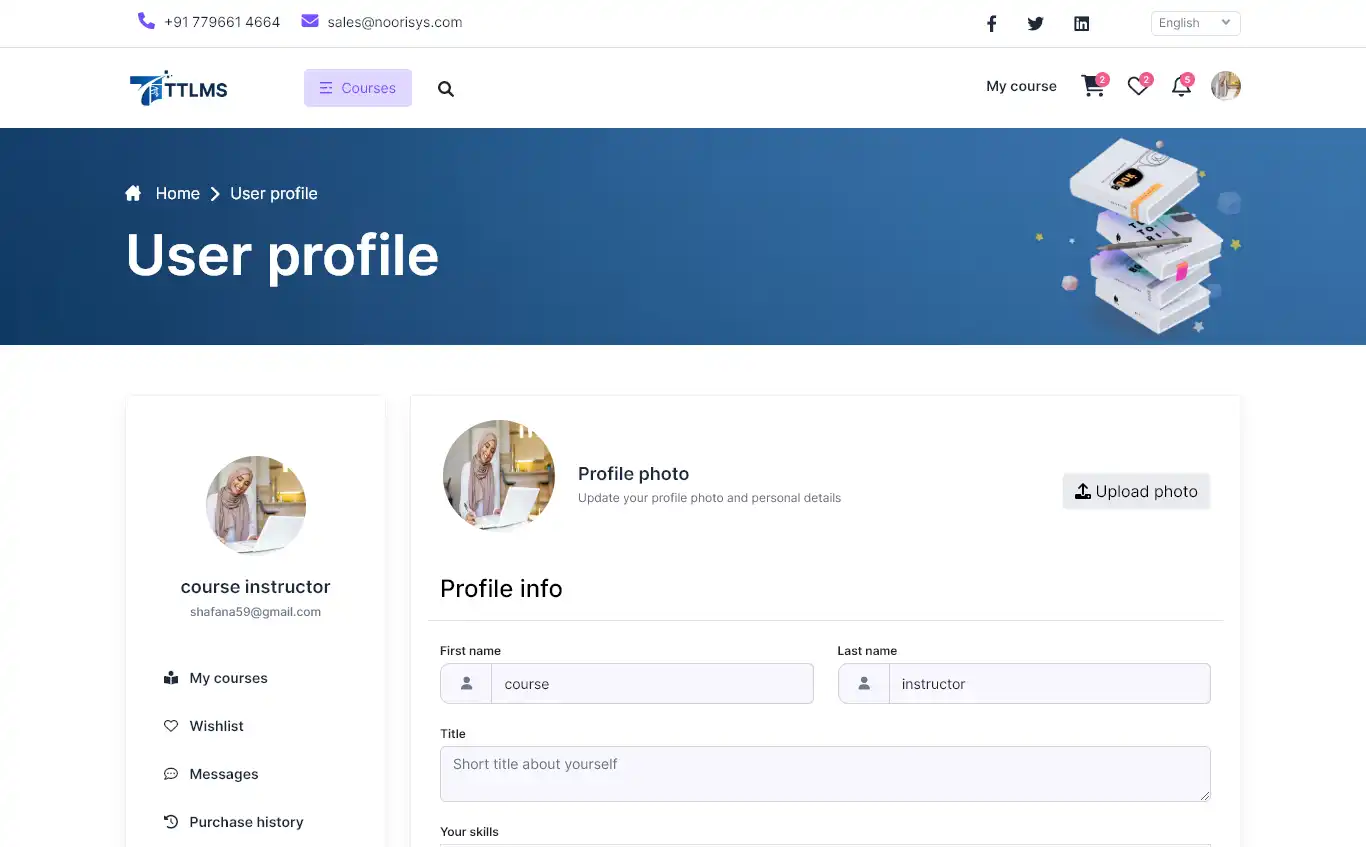 LMS — instructor panel — My Profile