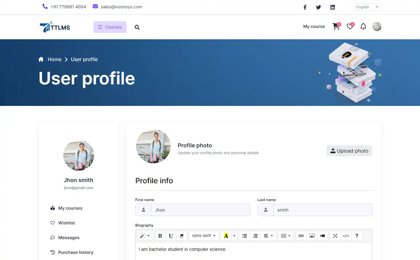 LMS — student panel — My Profile