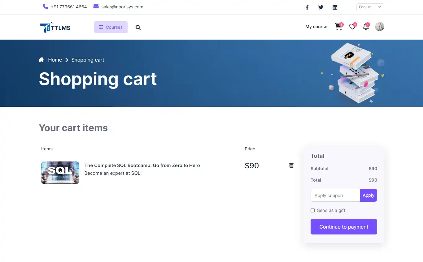 LMS — student panel — Shopping Cart