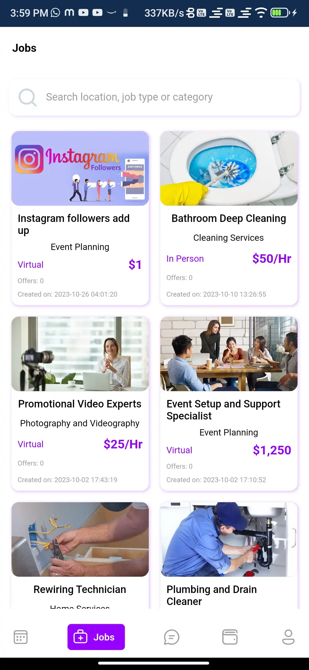 Service marketplace — provider app — Jobs