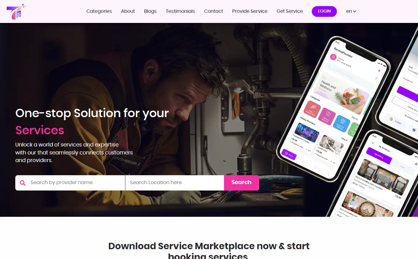 Service marketplace — provider panel — Home