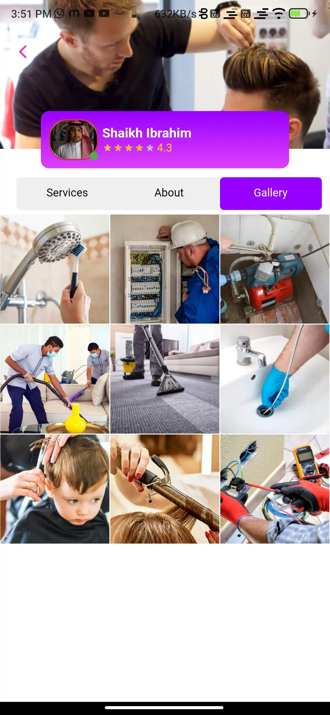 Service marketplace — user app — Gallery