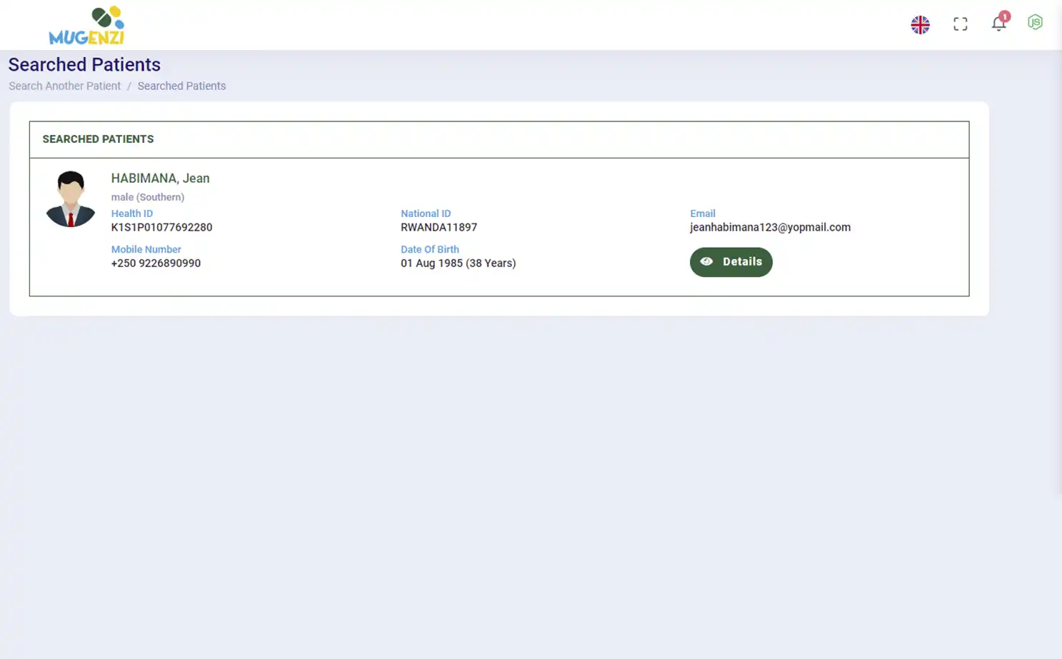 Mugenzi EMR — doctor — Search Patients