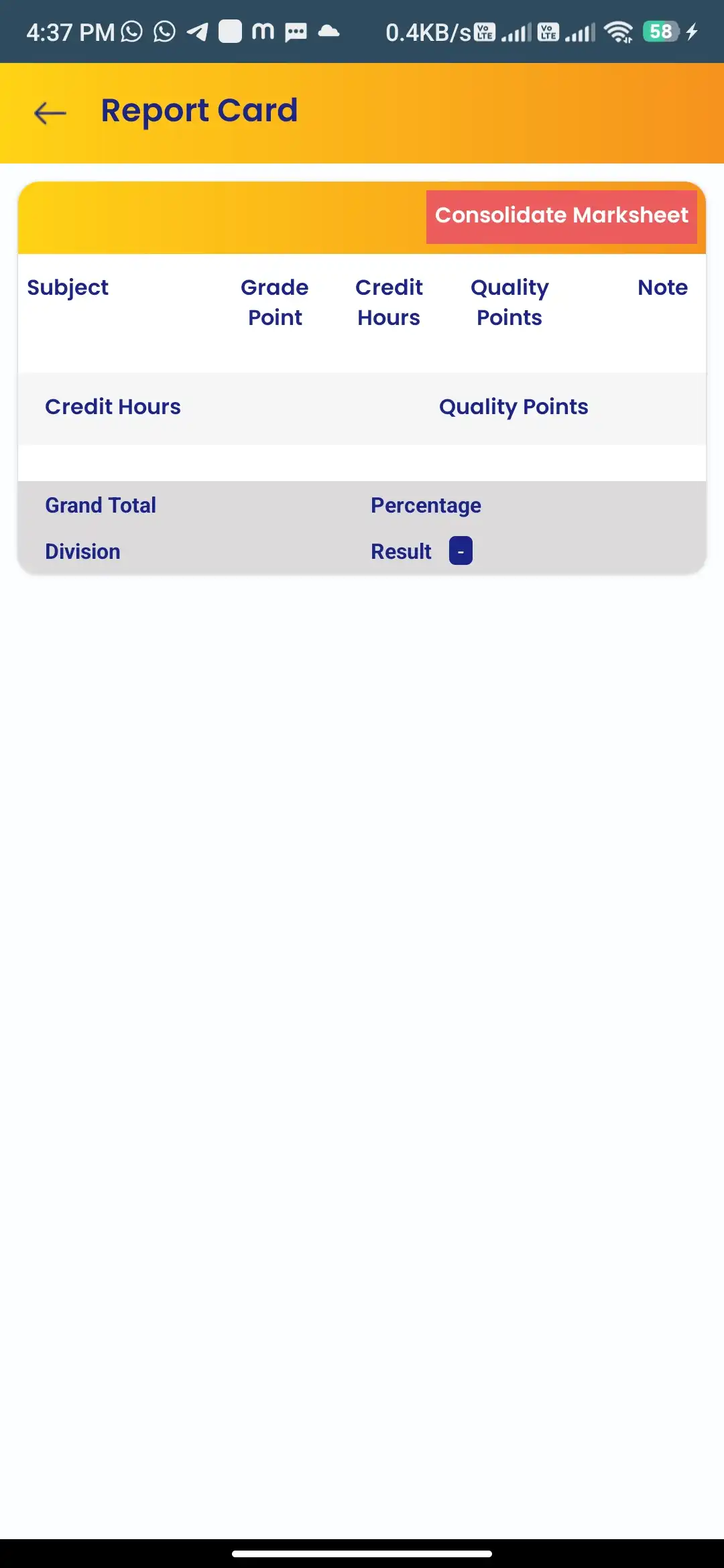 School management — student app — Report Card