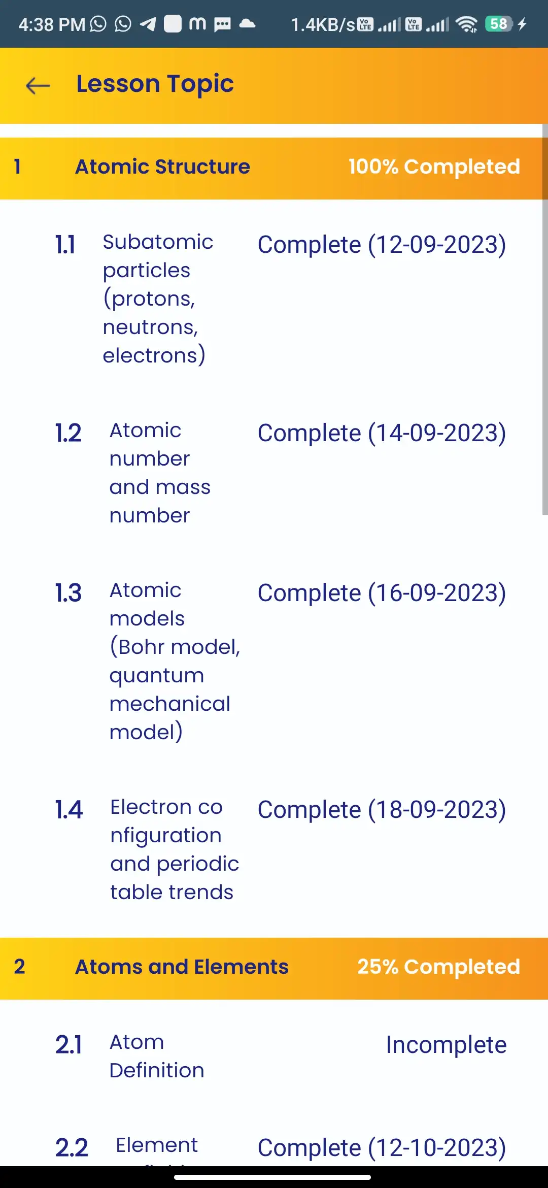 School management — student app — Lesson Topic
