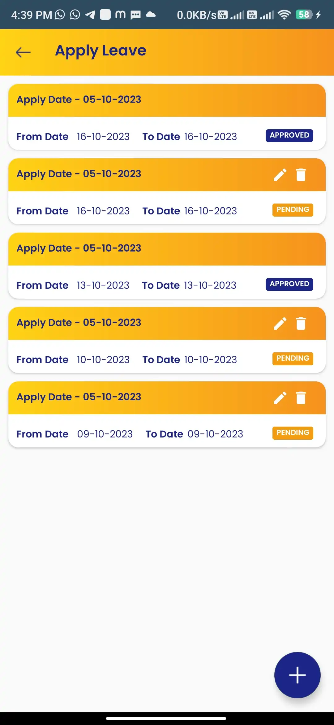 School management — student app — Apply Leave