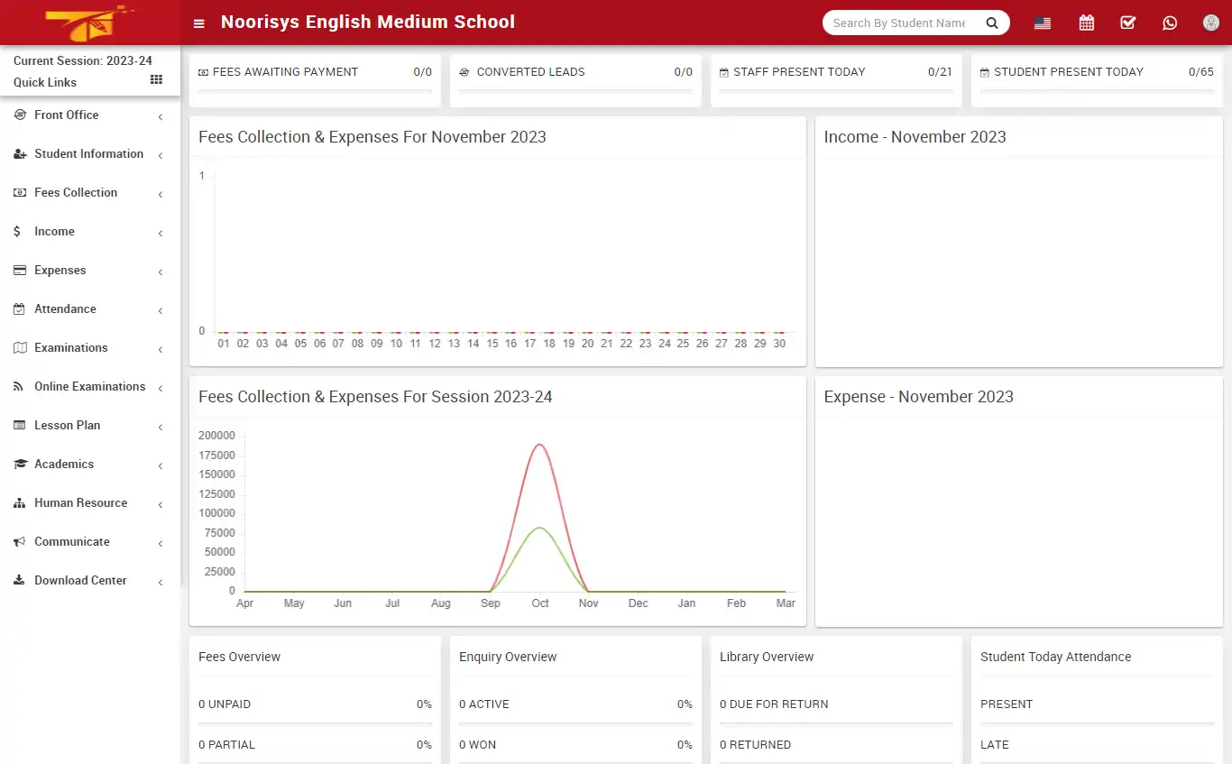 School management — super admin panel — Dashboard