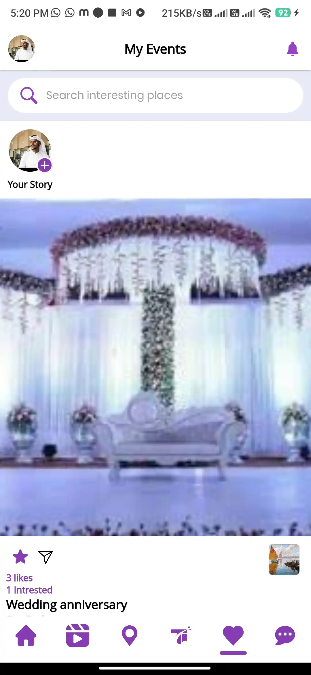 Social platform — user app — My Events