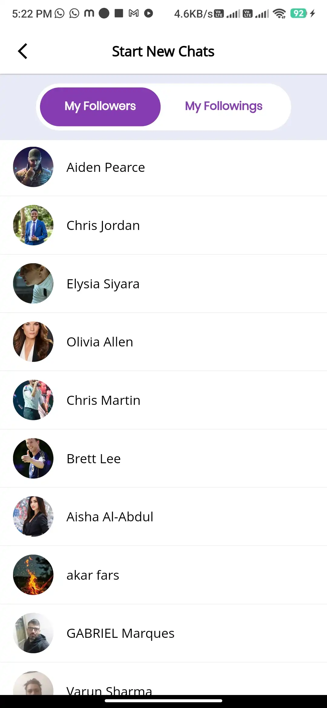 Social platform — user app — My Followers