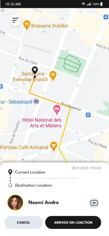Taxi App Subscription — driver — Arrived On Location