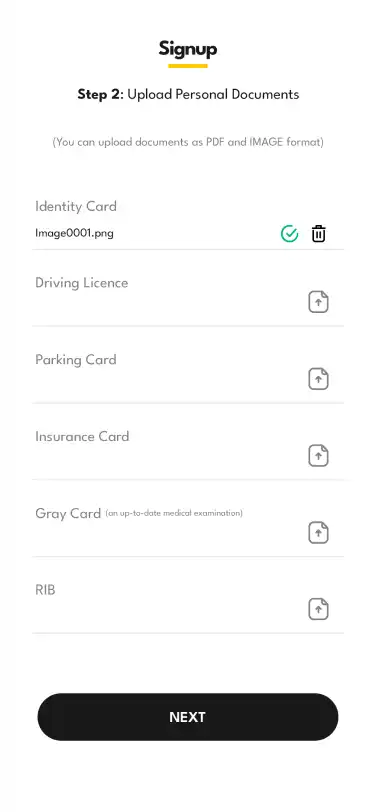 Taxi App Subscription — driver — Upload Document