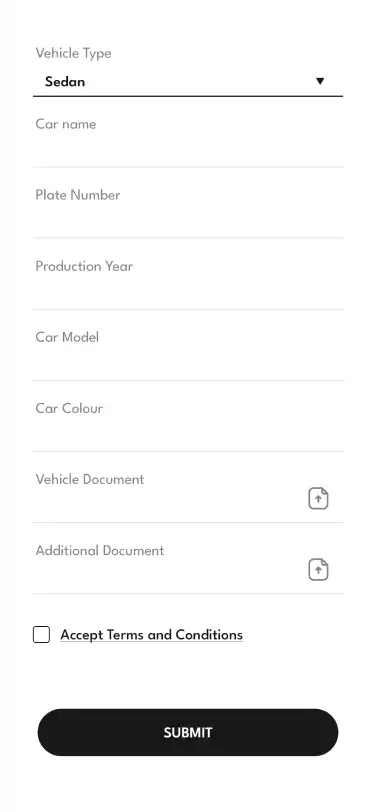 Taxi App Subscription — driver — Upload Vehicle Information