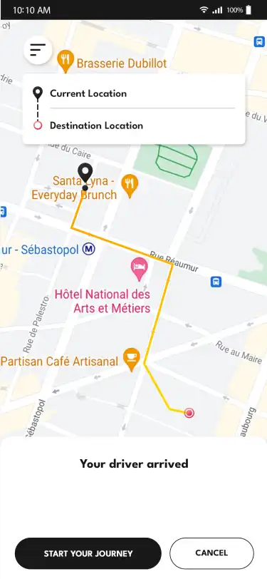 Taxi App Subscription — user — Driver Arrived