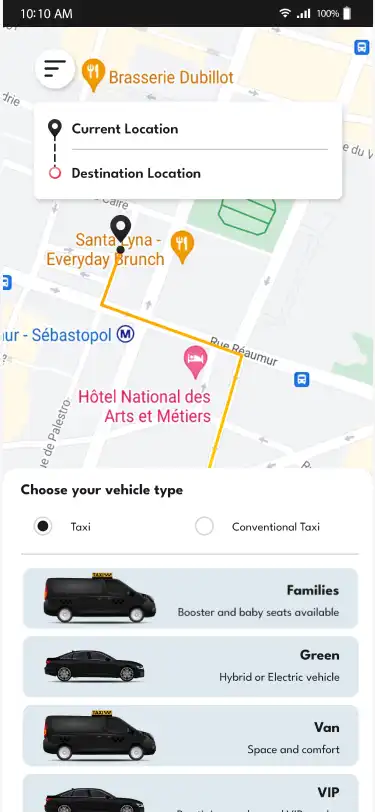 Taxi App Subscription — user — Select Vehicle