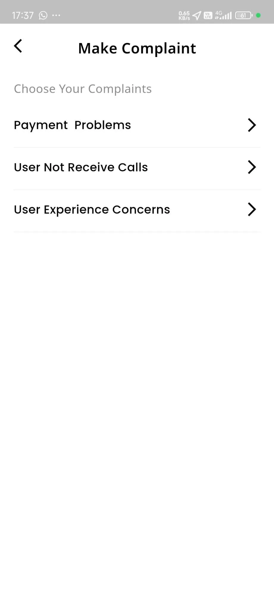 Taxi App — Driver App — Complaint