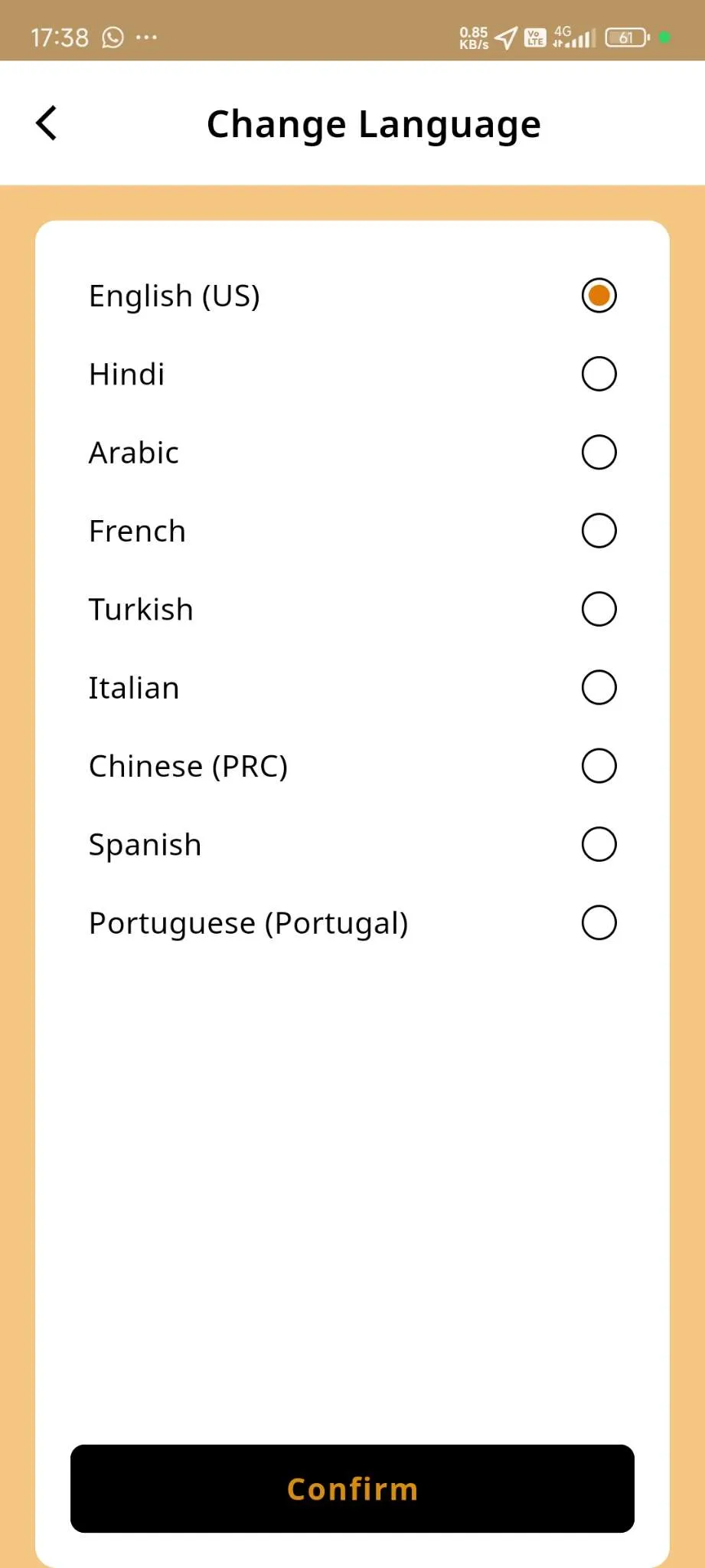Taxi App — Driver App — Change language
