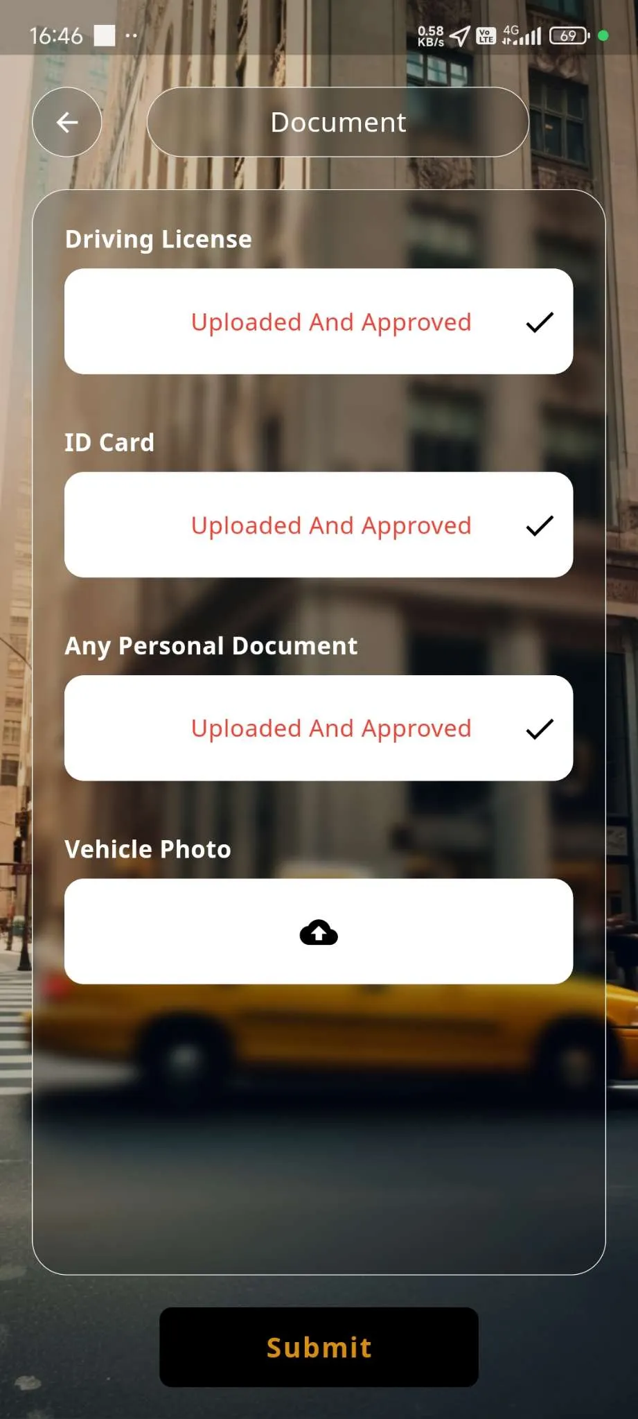 Taxi App — Driver App — Upload Document