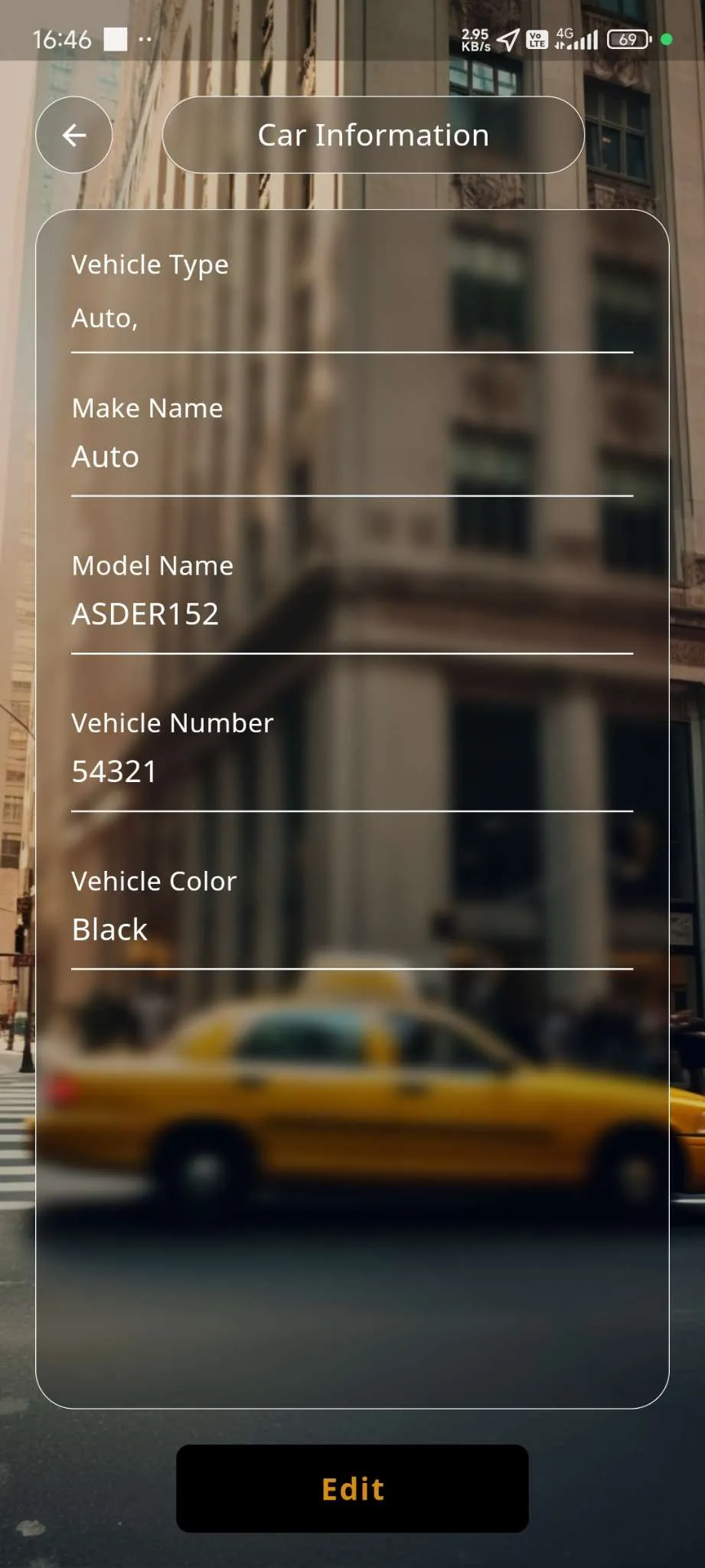 Taxi App — Driver App — Car Info