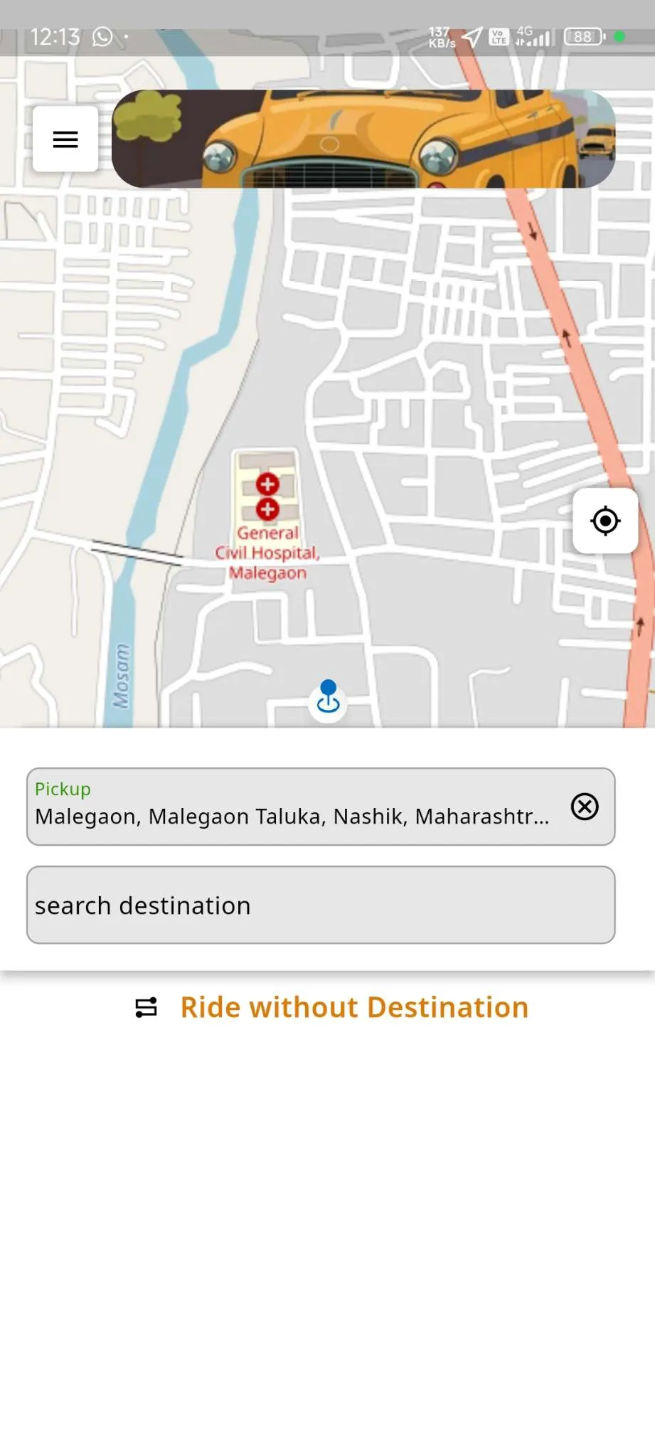 Taxi App — User App — Home Page