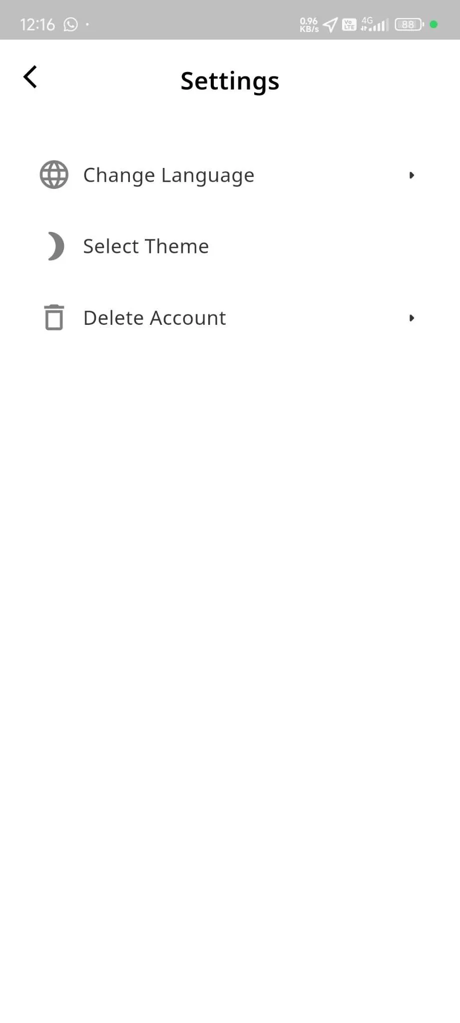 Taxi App — User App — Settings