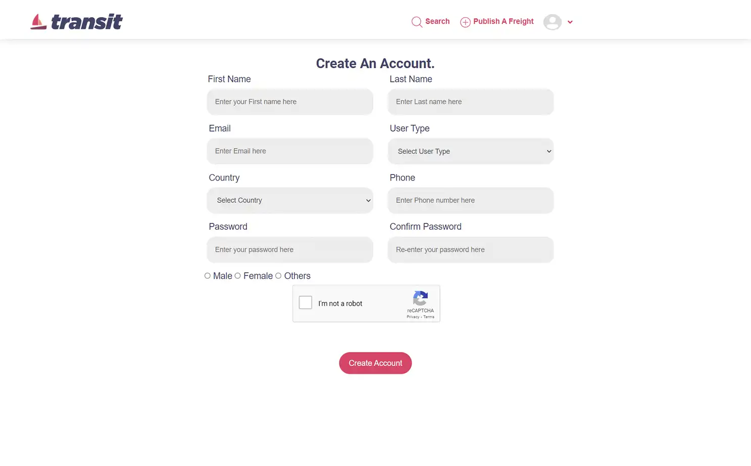 Transport management — user — Register