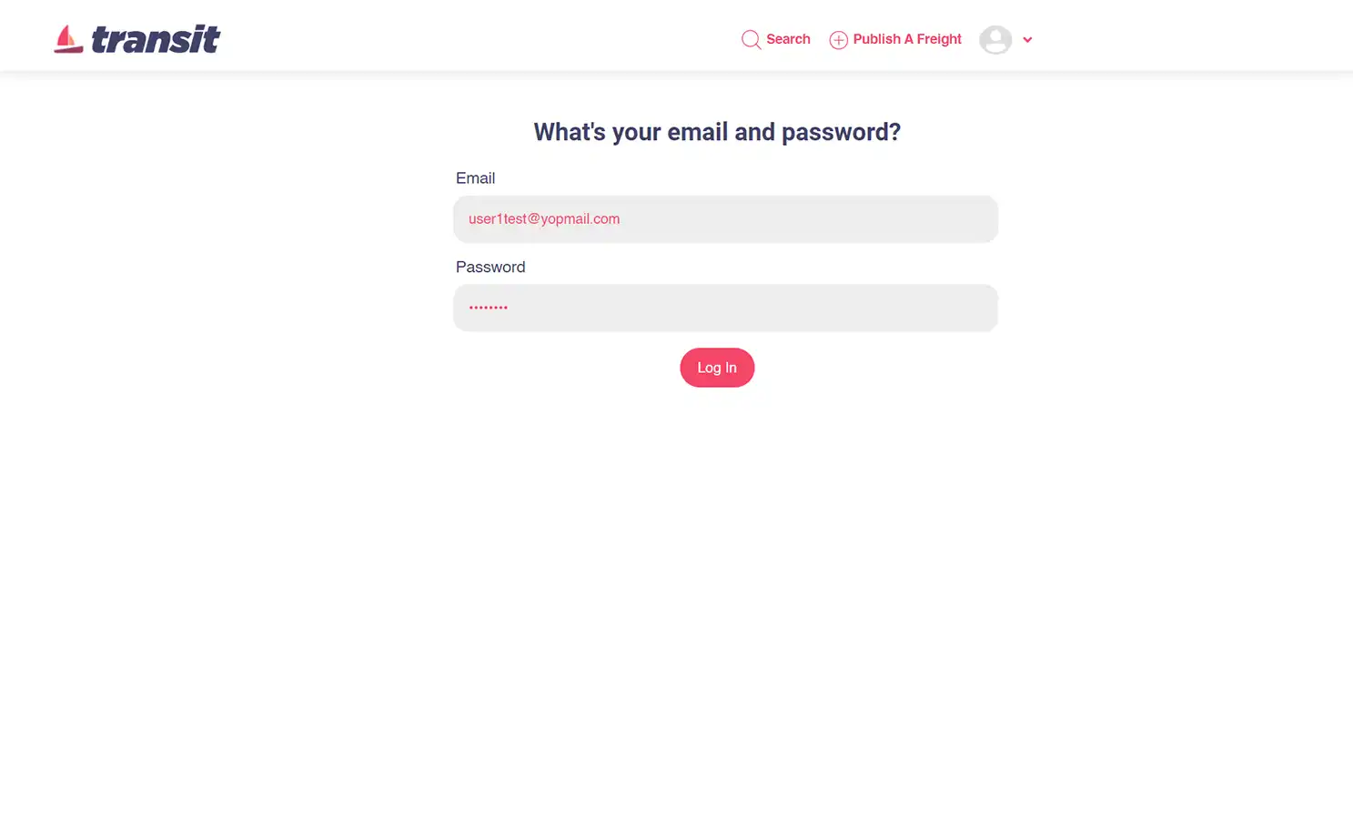 Transport management — user — Login