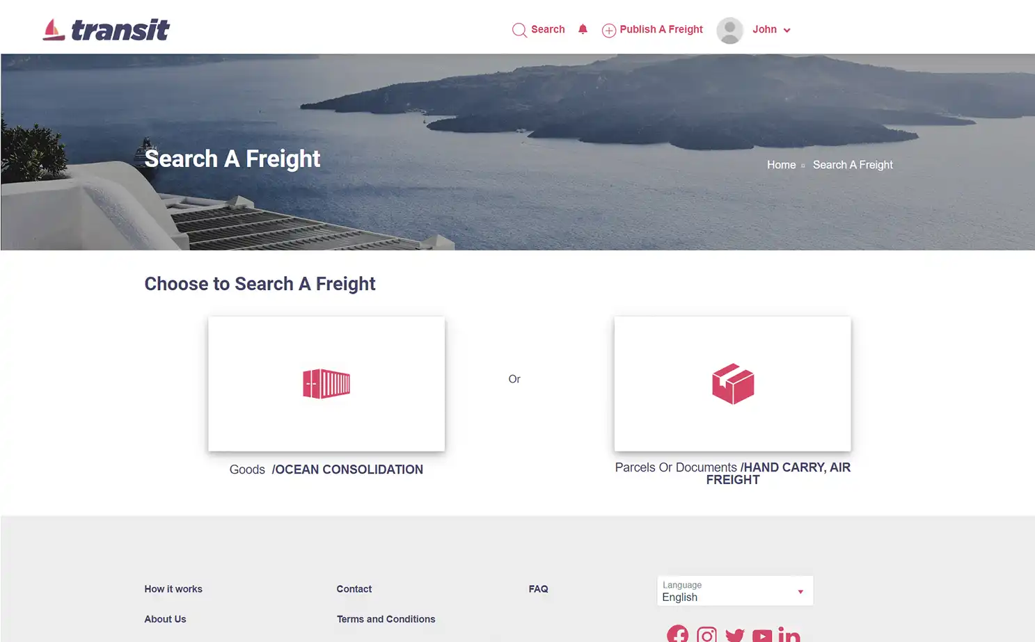 Transport management — user — Search Freight
