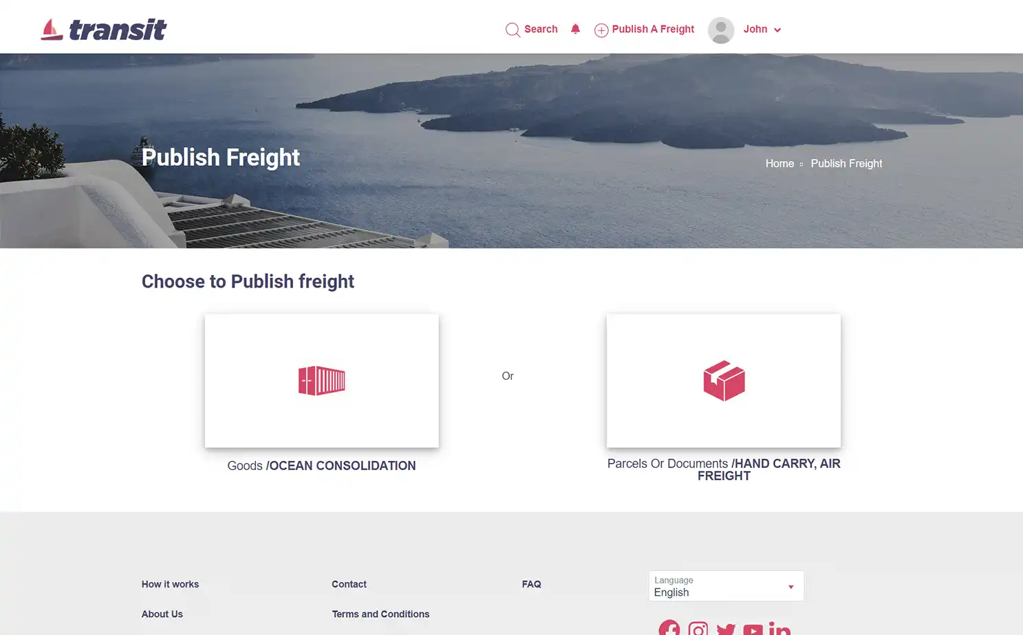 Transport management — user — Publish Freight