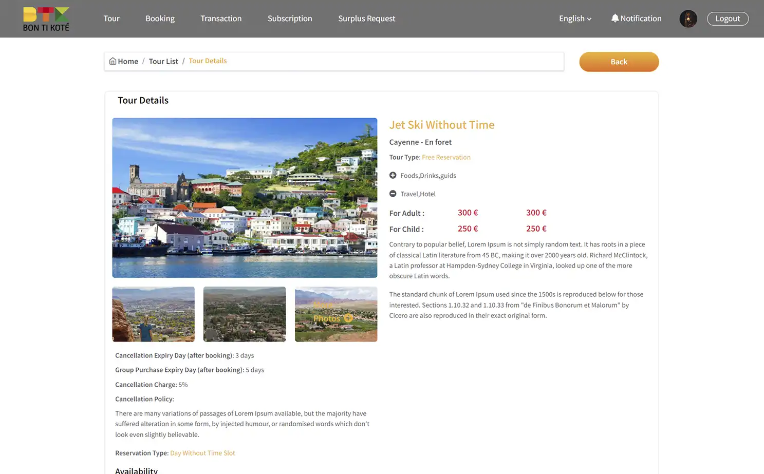 BTK provider — Tour Details