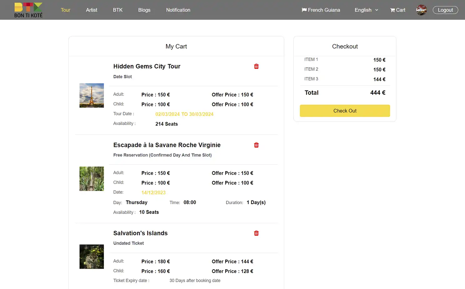 BTK user — My Cart Tour